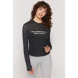 Spiritual Gangster Active Long Sleeve Tee in Black & White Text Size S